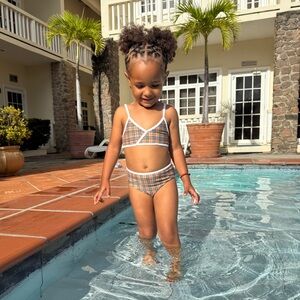 Burberry Checkered Bikini with White Accents